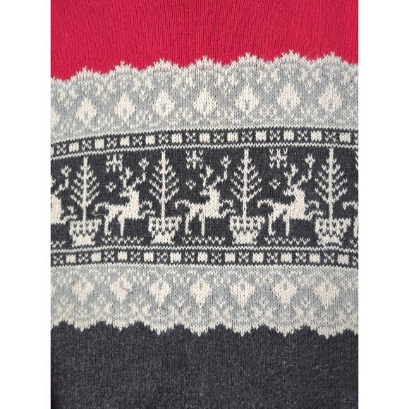 MARSH LANDING II Red Gray White Cotton Pullover Nordic Sweater Wome'n Size 3X - Picture 4 of 8